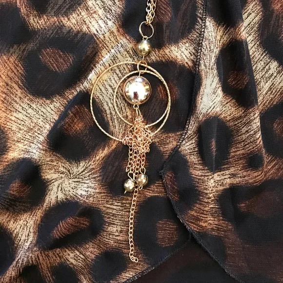 Adele May Animal Print Tank Top Womens XL Brown Black Includes Necklace Career - Picture 7 of 8